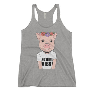 "No spare ribs" Women's Racerback Tank